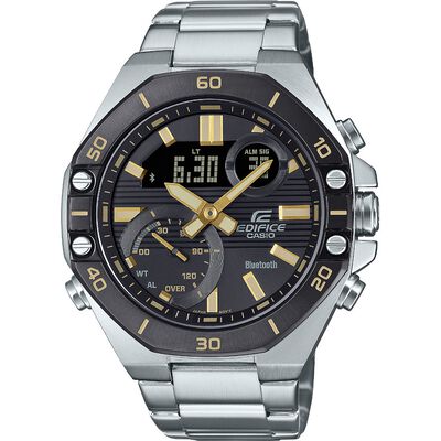 CASIO 卡西歐 EDIFICE 八角形賽車風格藍芽手錶 ECB-10DB-1A9