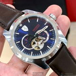 [星晴錶業]FERRARI手錶,44mm,FE00109寶藍色錶面黑錶殼咖啡色真皮皮革錶帶款, , large