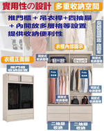 【文創集】朵利5.1尺鋁製推門黑玻四抽加高衣櫃(客約商品), , large