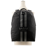 BALLY On The Go Round 條紋尼龍後背包/贈收納袋/黑色, , large