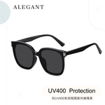 沐月黑鑲嵌鈦銀金屬方框TR90偏光墨鏡/UV400太陽眼鏡〔ALEGANT〕, , large