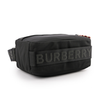 BURBERRY Logo細節緹花編織拉鍊斜背包/黑色, , large