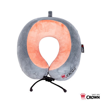 【CROWN 皇冠】雙峰U形記憶棉頸枕-粉灰