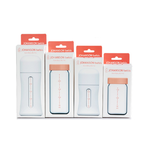 [JOHANSON Korea] Warm and Reassuring Glass Baby Bottle 160/240ML + Reassuring Glass Baby Bottle 160/240ML (High-quality glass bottle with interchangeable wide-neck nipples)
