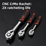 【得力工具 deli tools】 72齒 棘輪扳手 專業款 大扭力 CNC精密棘輪 手感好 防滑-3/8" 三分棘輪扳手, , large