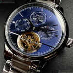 [星晴錶業]GEYA手錶,42mm,G78181GWB寶藍色錶面銀錶殼銀色精鋼錶帶款, , large