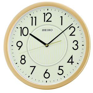 SEIKO 大數字螢光滑動式秒針靜音掛鐘-金/36.1cm