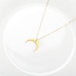 【Angel & Me】Hammered Moon s925 sterling silver 24k gold-plated necklace, , large