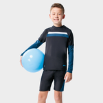 Monina, Made in Taiwan, Long-Sleeved Sun Protection Swimsuit for Big Kids, Deep Sea Blue Color Block Two-Piece Style, Suitable for Boys and Girls, , large