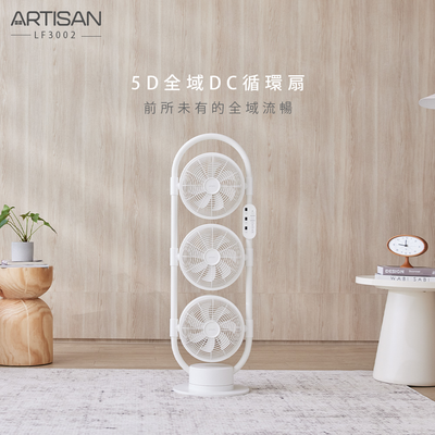 [丞洋企業] ARTISAN 5D全域省電循環扇LF3002(舒棉白)贈果汁機