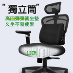 Pre-Assembled Taiwan-Made Ergonomic Breathable Chair with 5D Soft Armrests &ndash; Dual-Layer Mesh Seat Cushion, All-Black with Glossy Trim &ndash; With Decorative Cap, , large