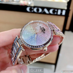 [星晴錶業]COACH手錶,34mm,CH00059彩虹圈錶面玫瑰金錶殼彩虹色精鋼錶帶款, , large