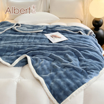 Albert家居《午夜藍》托斯卡泡泡兔毛絨毯1入 (150x207cm 保暖被/冬被/毛毯/毯子), , large