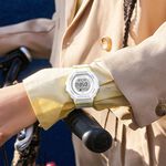CASIO 卡西歐 G-SHOCK 計步藍芽手錶 清爽色彩女錶-白色 GMD-B300SC-7, , large