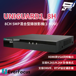 昌運監視器 EverFocus 慧友電子 UNIGUARD1_8H 8CH 5MP混合型錄放影機(1 HDD), , large