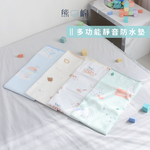 ［熊棉］多功能靜音防水墊｜加強止滑款｜中｜花漾貓頭｜靜音防水 翻身無聲 乾爽防護 親膚柔軟 安心入睡 好清潔 超止滑, , large