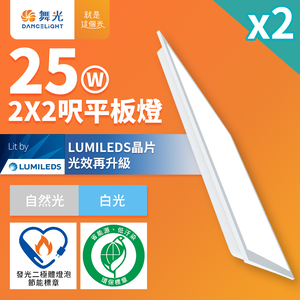 DanceLight舞光 2入組 節能/環保雙認證 LED柔光平板燈 2呎X2呎 25W 輕鋼架面板燈白光5700K(D-PD25D57-EGR1)