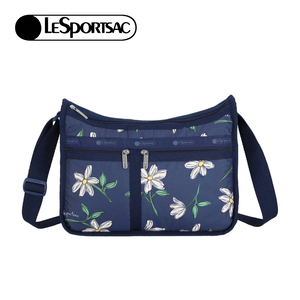 Lesportsac Deluxe Everyday Bag 經典斜背包 側背包 通勤旅行包 女包 男包(海軍藍花卉)