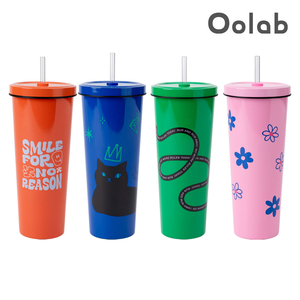 【Oolab 良杯製所】850ml 甜酷調色盤系列 陶瓷易潔層吸管杯