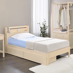 【BODEN】奧尼3.5尺單人書架型實木床架/床組-收納抽屜型-附插座(兩色可選), , large