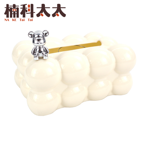 輕奢晶球面紙盒/白色晶球銀小熊 618-FTB01WSB