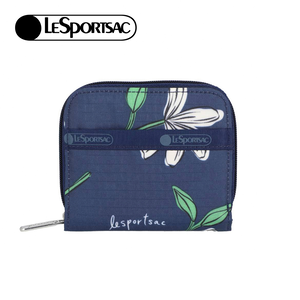 Lesportsac Claire Wallet 拉鍊錢包短夾 卡夾 鈔票夾 送禮 禮物 推薦 女包(海軍藍花卉)