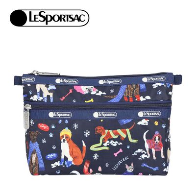|快速出貨|Lesportsac Cosmetic Clutch 雙層拉鍊收納化妝包/ 雪國汪星人
