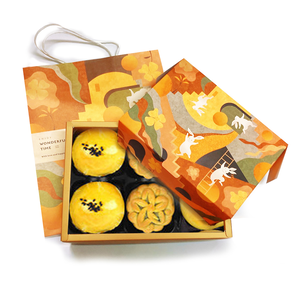  [Yongquanxin] Mid-Autumn Ming Xin Autumn Colors and Moonlight 6-piece gift box and bag set (mung bean cake + egg yolk cake - black bean paste + Cantonese-style small mooncake - jujube paste)