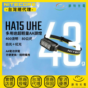 【錸特光電】NITECORE HA15 UHE 多用途超輕量AA頭燈