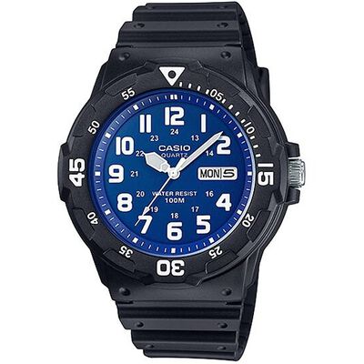 CASIO 卡西歐 DIVER LOOK 潛水運動風手錶-黑x亮藍 MRW-200H-2B2V