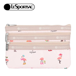Lesportsac 3-Zip Cosmetic 三層拉鍊化妝包 收納包 盥洗包 女包 男包(紅鶴海島派對), , large