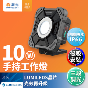 DanceLight 10W LED handheld work light Three-stage dimming IP66 waterproof and dustproof 