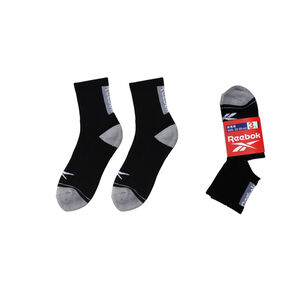 Reebok除臭1/2厚底襪3入組-黑色22~25