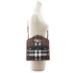 BURBERRY 格紋拼皮革手提/斜背口袋包(Mini)/暗樺木棕色, , large
