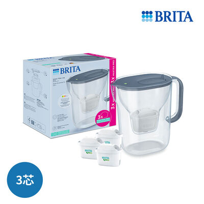 BRITA純淨濾水壺+全效濾芯(共三芯)-石灰藍
