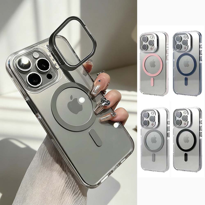 【山水之寶】iPhone i16Pro/16Promax/15Pro/15Promax手機殼 隱形鏡框支架磁吸防摔殼 J2