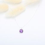 【Angel & Me】Amethyst square s925 sterling silver necklace Valentine Day gift, , large
