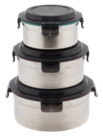 Lemeya 316 stainless steel round food storage box set of three (1500+1000+600ml), , large