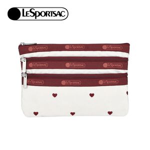Lesportsac 3-Zip Cosmetic 三層拉鍊收納化妝包/ 莓果心