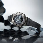 CASIO 卡西歐 G-SHOCK 金屬色雙顯電子錶-個性銀 GM-S110B-8A, , large