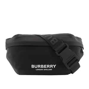 BURBERRY Logo 標誌尼龍 Sonny腰包/黑色