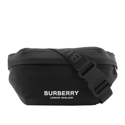 BURBERRY Logo 標誌尼龍 Sonny腰包/黑色