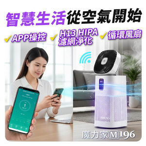 【MOLIJIA 魔力家】單機組-M196 智動UV抑菌風扇循環空氣清淨機-雲岩白