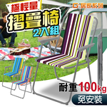 【G+居家】耐重彩繪輕便折疊椅2入(露營野餐折疊椅/休閒椅/露營椅/沙灘椅), , large