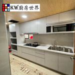 【KW廚房世界】系統廚具 廚房設計 客製化 廚櫃 工廠直營 一字型流理台 人造石檯面 白鐵桶身美耐門板 櫻花排油煙機, , large