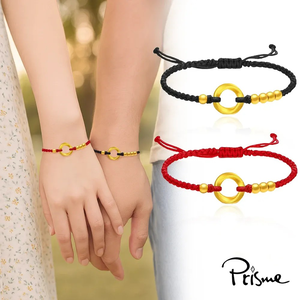 【Prisme Gold】黃金手鍊 情侶飾品 莫比烏斯圓環金珠 手鍊對組 (總重約0.15錢&plusmn;0.03)