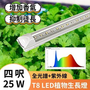 【君沛】UVA全光譜 4呎 T8植物燈管 25W 提升香氣 抑制徒長 香草植物推薦 羅勒薄荷 室內菜園層架補光