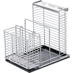 No installation required. 304 stainless steel kitchen knife rack with drip tray, storage rack, chopstick holder, integrated cutting board rack, kitchen storage rack.