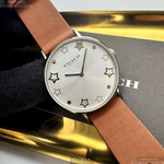 [星晴錶業]COACH手錶,36mm,CH00284銀白色錶面銀錶殼咖啡色真皮皮革錶帶款, , large