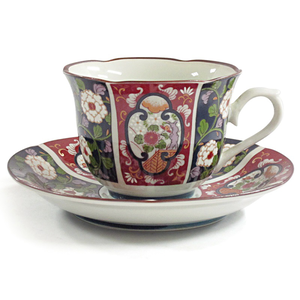 [豐名日本餐具] 咖啡杯組 唐草木甲金線 有田燒 / C00CS1-8
